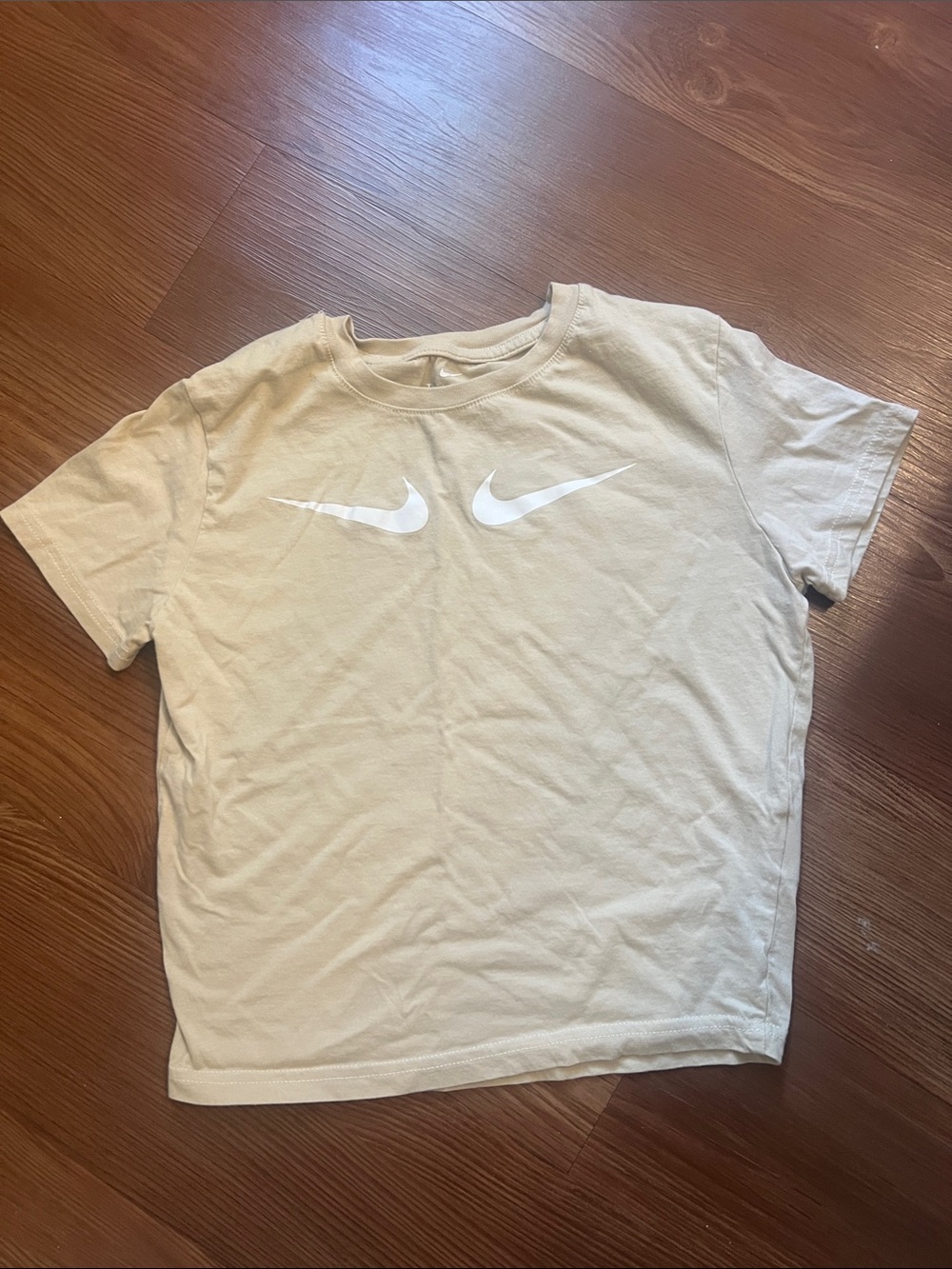 Nike Cream Short Sleeve Tee with White Double Swoosh